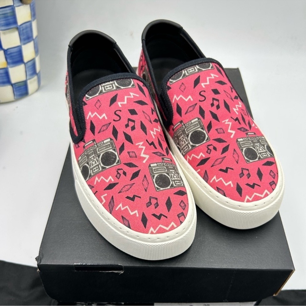 Women’s Saint Laurent Venice radio print slip on sneakers size 38 made in Italy - Picture 1 of 11
